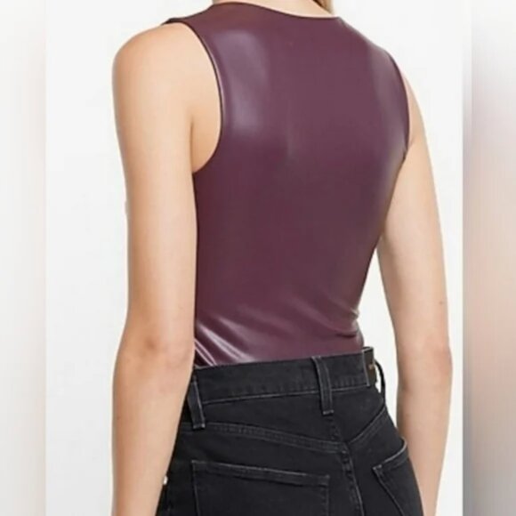 Express Burgundy Sleeveless Bodysuit - Picture 3 of 9